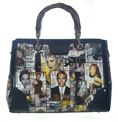 Fashion Magazine  Print Faux Leather Handbag L0361 38853